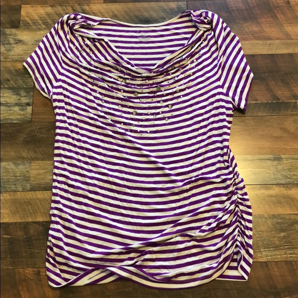 Purple/White Stripped Blouse